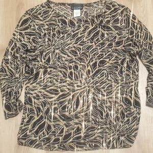 Vintage Brittany Black and Gold jeweled pattern top